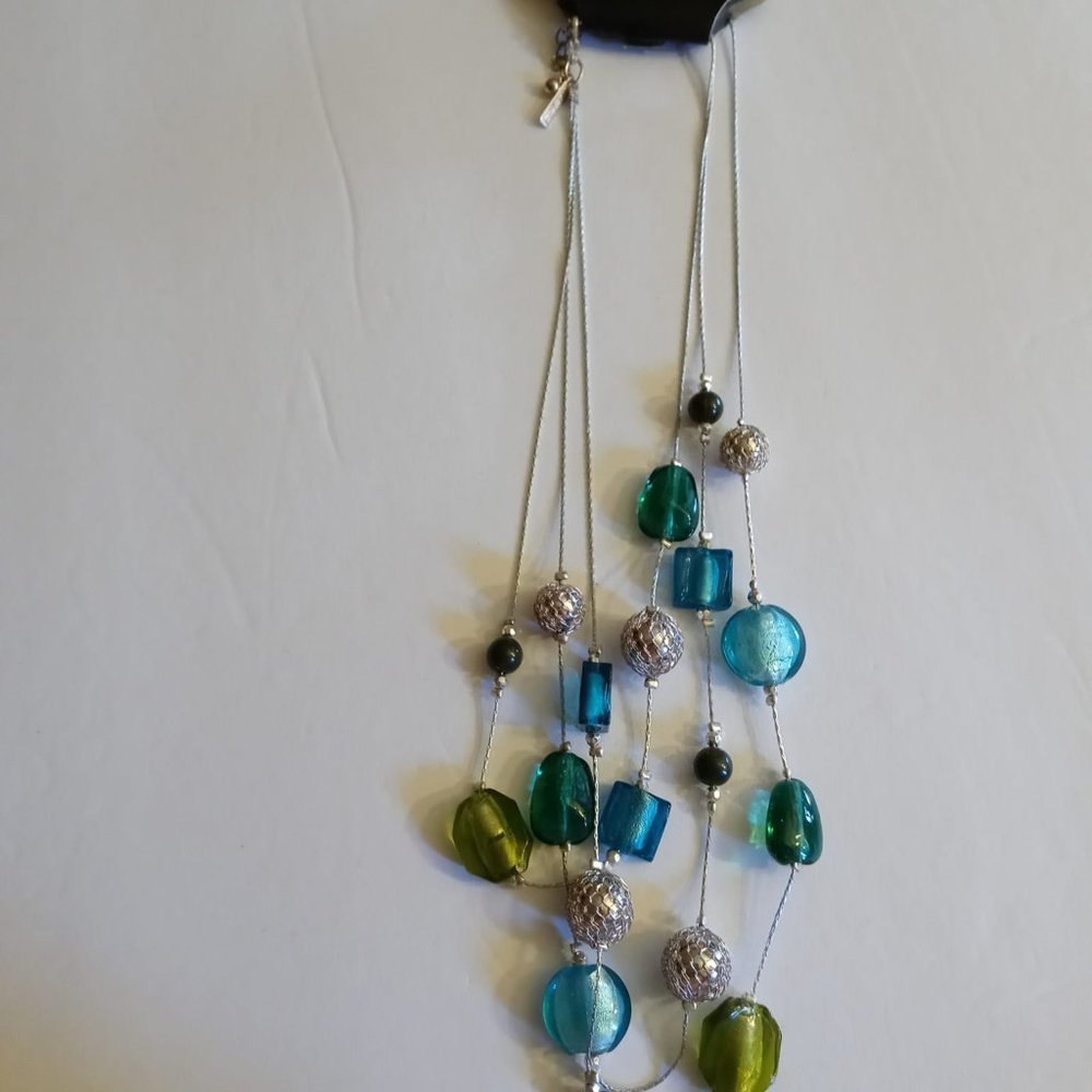 Lane Bryant Multi Strand Blue/Green Necklace New